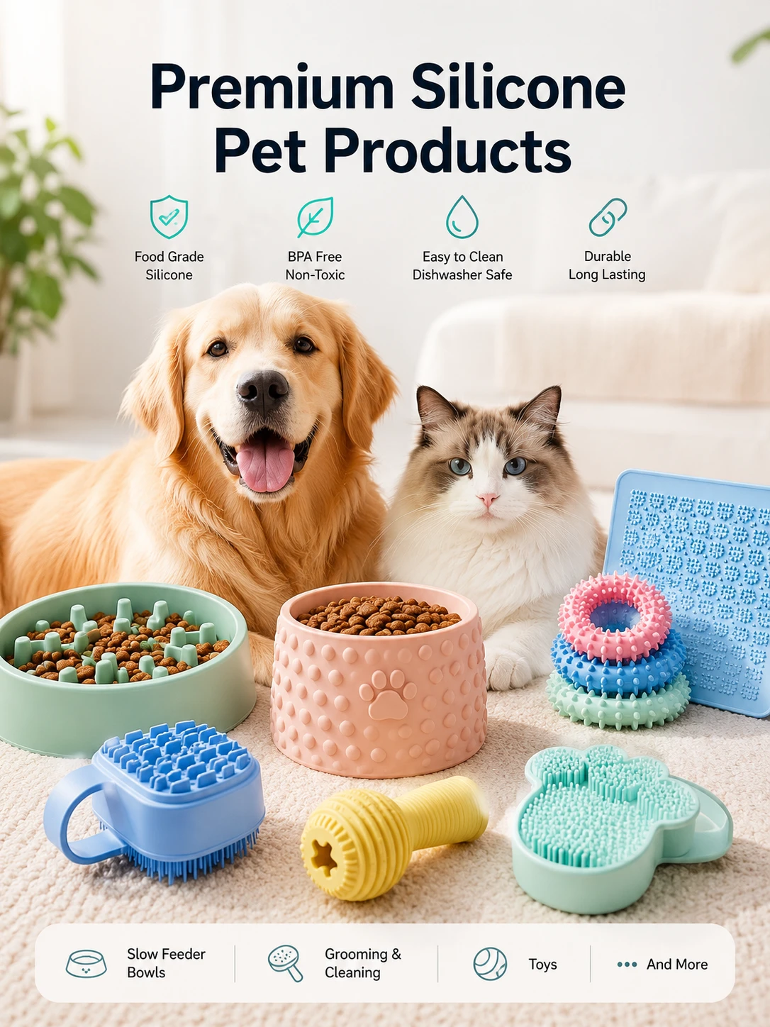 Food-grade silicone pet supplies and grooming accessories contract factory